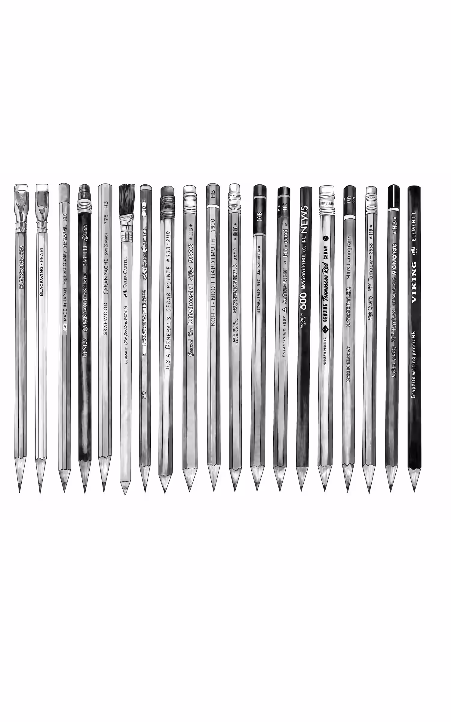 Pencils arranged in a pattern