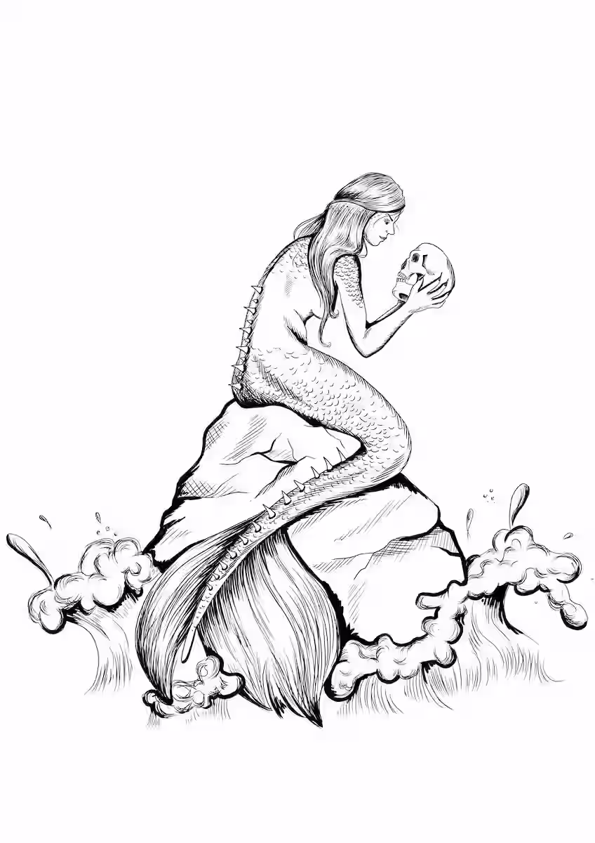 Mermaid sitting on a rock