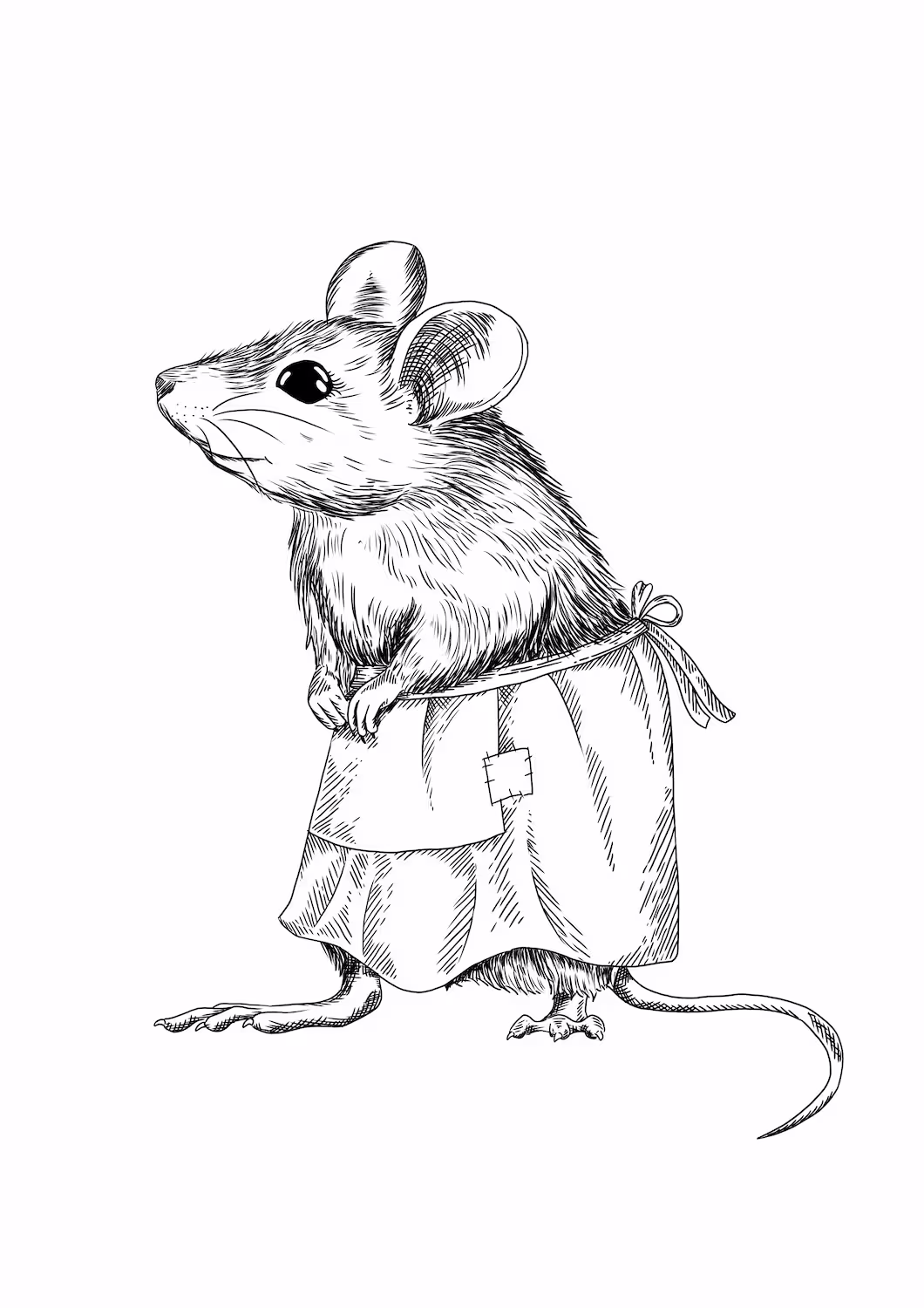 Housewife mouse in a apron