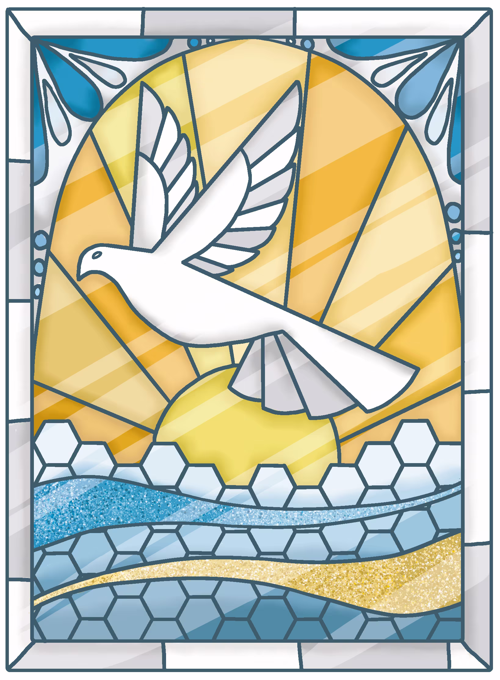 Epiphany Analytica Netrunner artwork featuring a white dove in stained glass