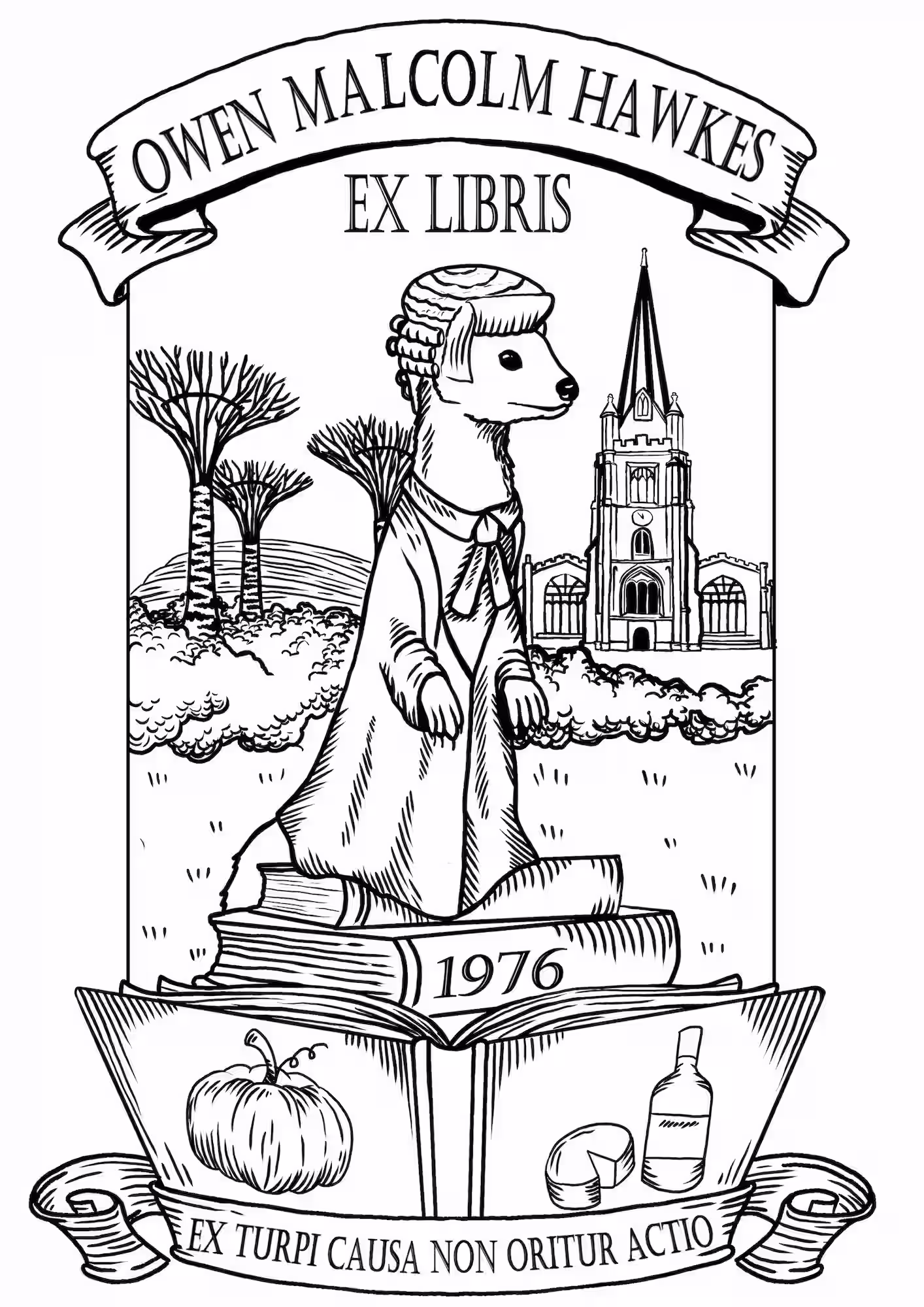 collection of custom illustrated bookplate examples