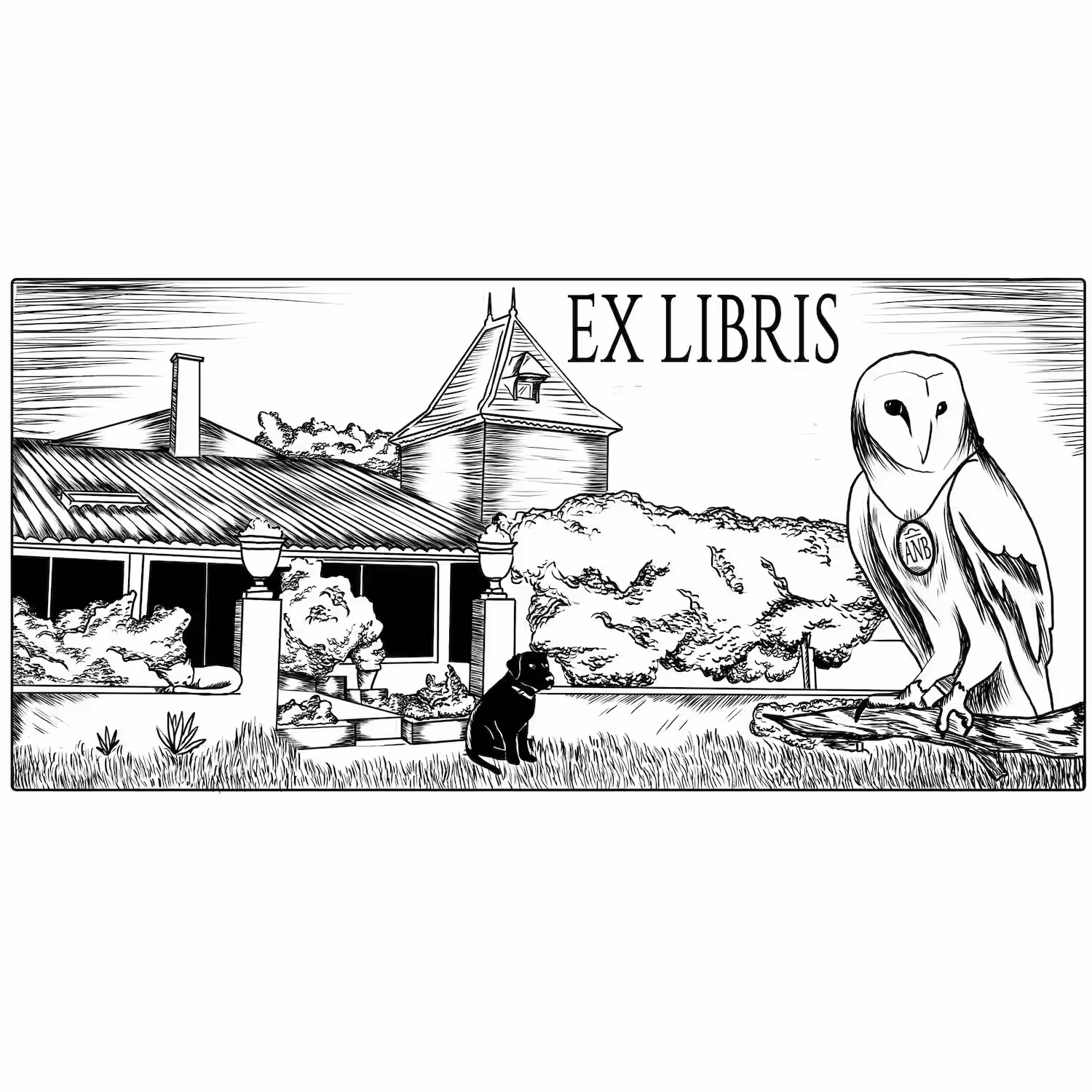 custom illustrated bookplate created as a gift for a book lover