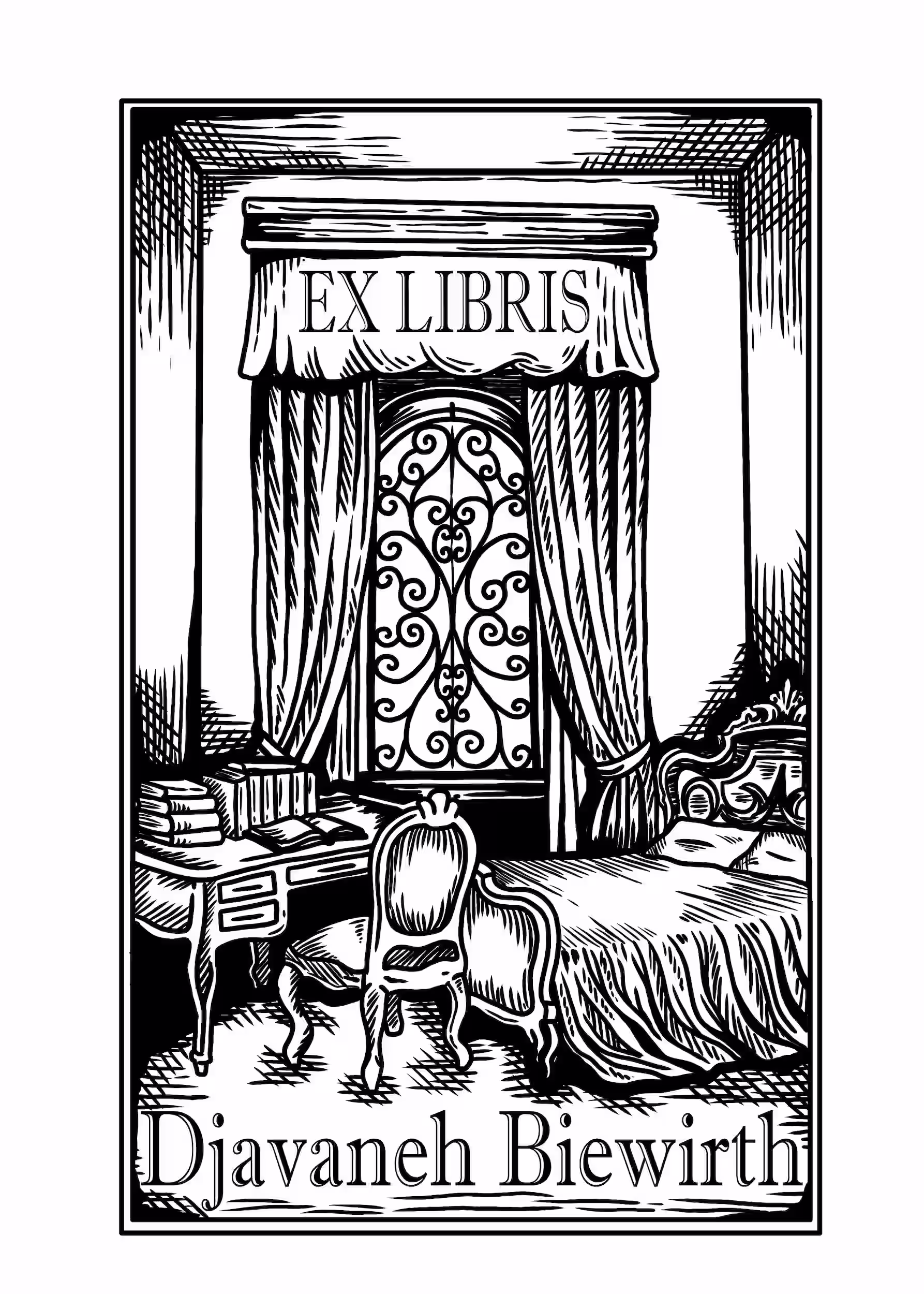 printable Ex Libris bookplate ready to be cut and placed inside a book