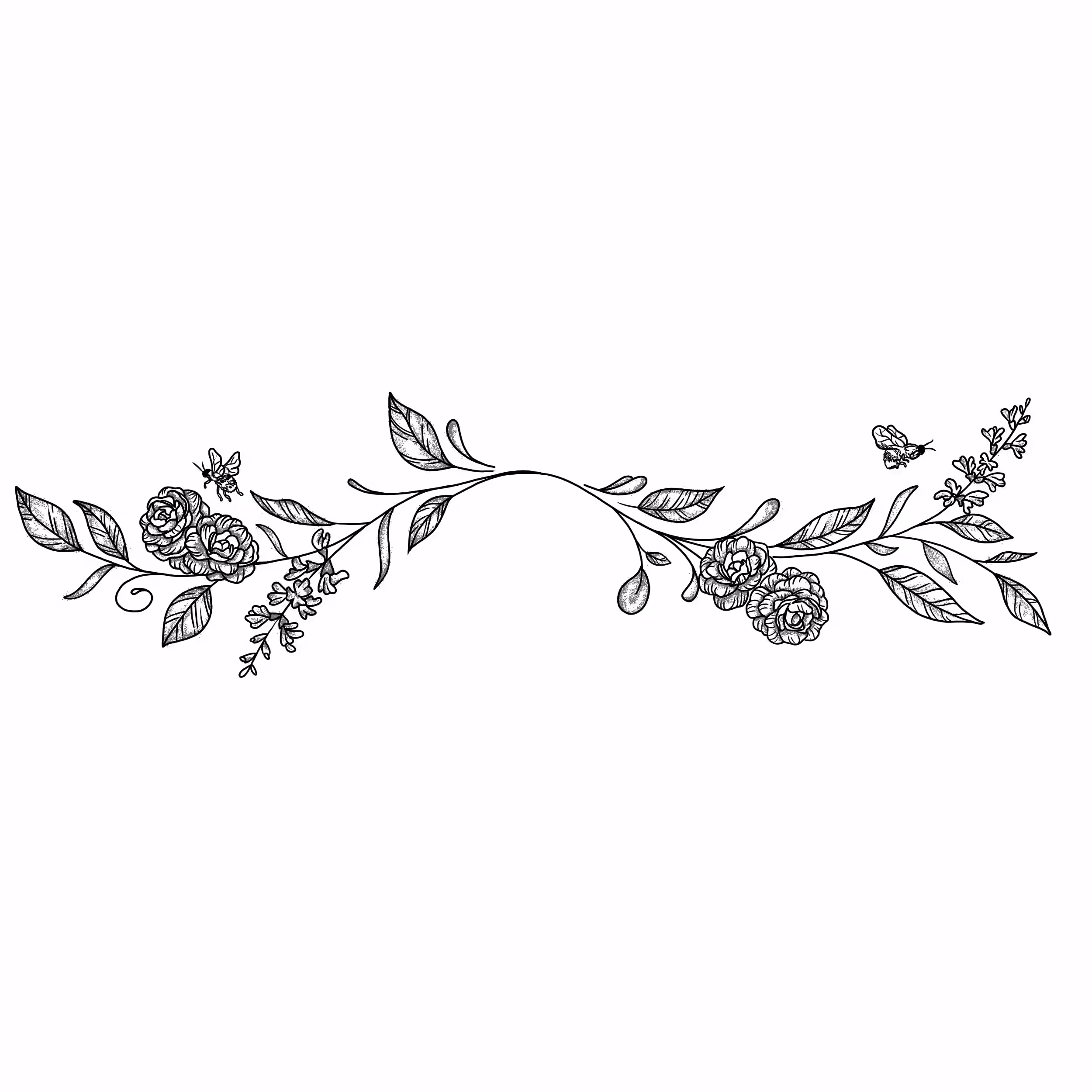 Floral branch with blooming roses