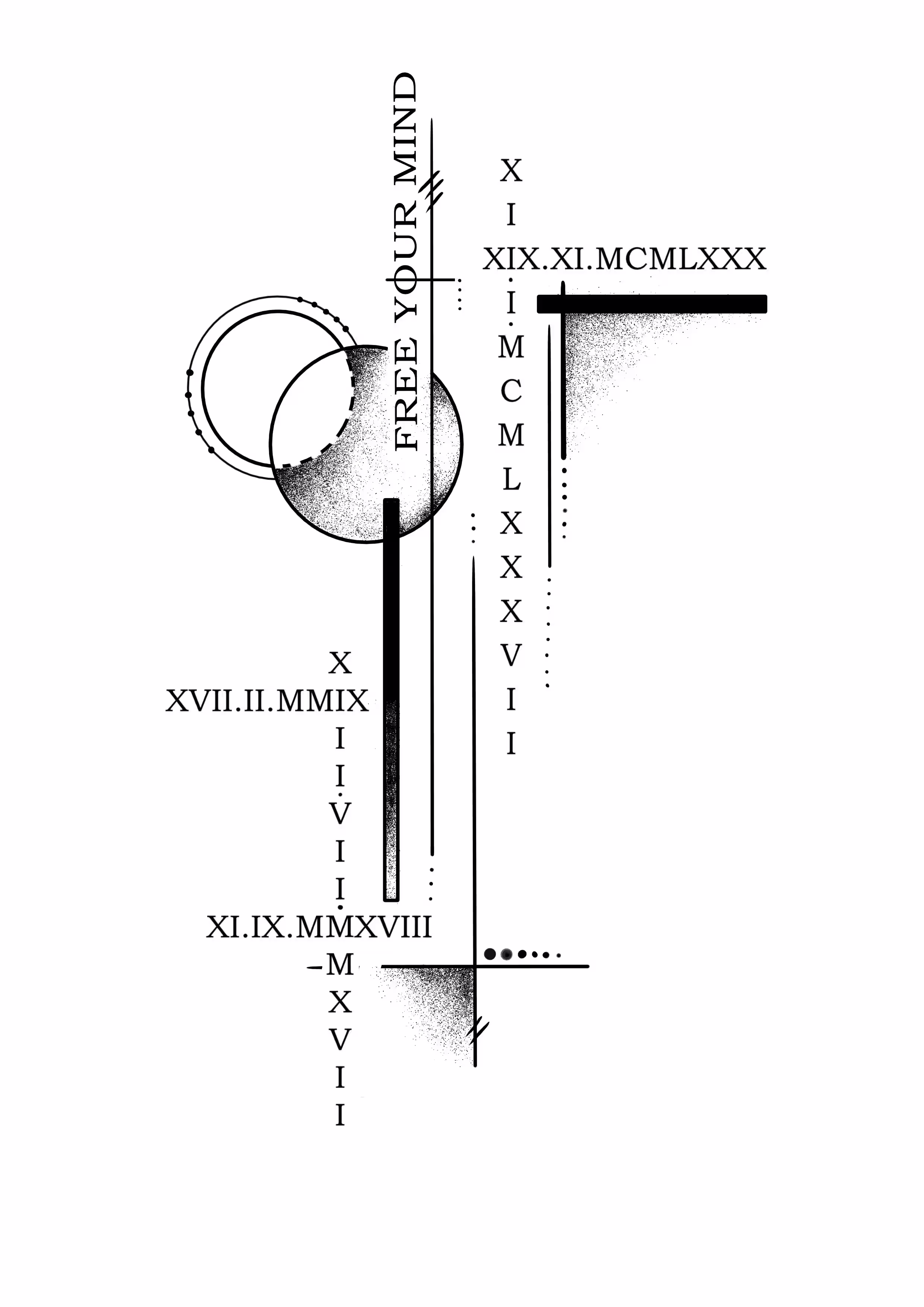Roman numerals with geometry tattoo